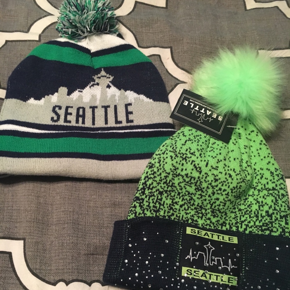 TWO Seattle Beanies! NEVER Worn!